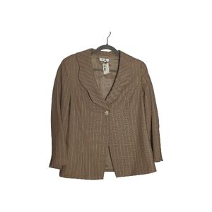 Vintage 80's NWT Barry Bricken Beige Pinstripe Chevron Wavy Collar Blazer Jacket